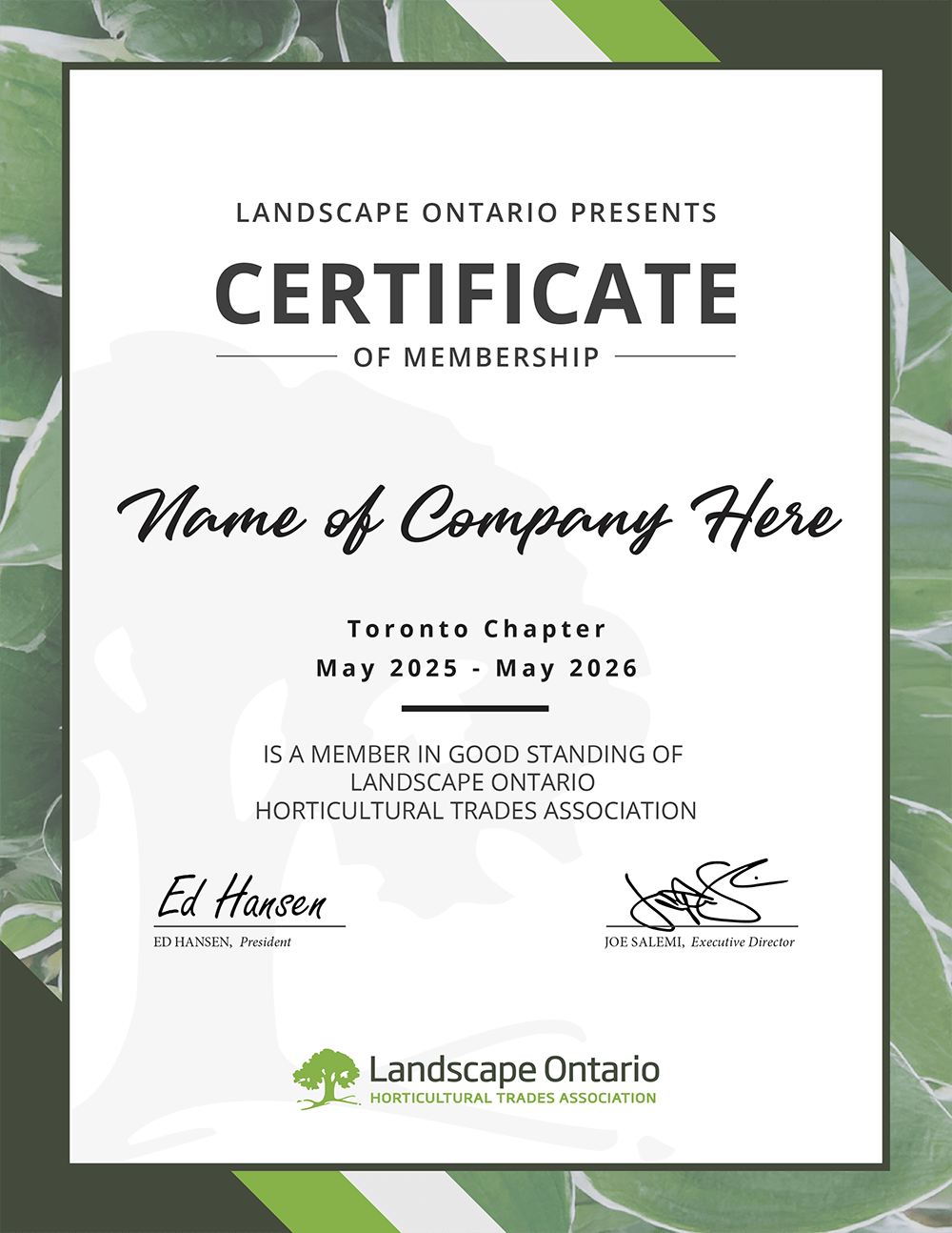 membership certificate sample