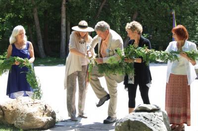 ribbon cutting at garden opening