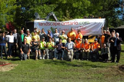 Group of volunteers in schoolyard